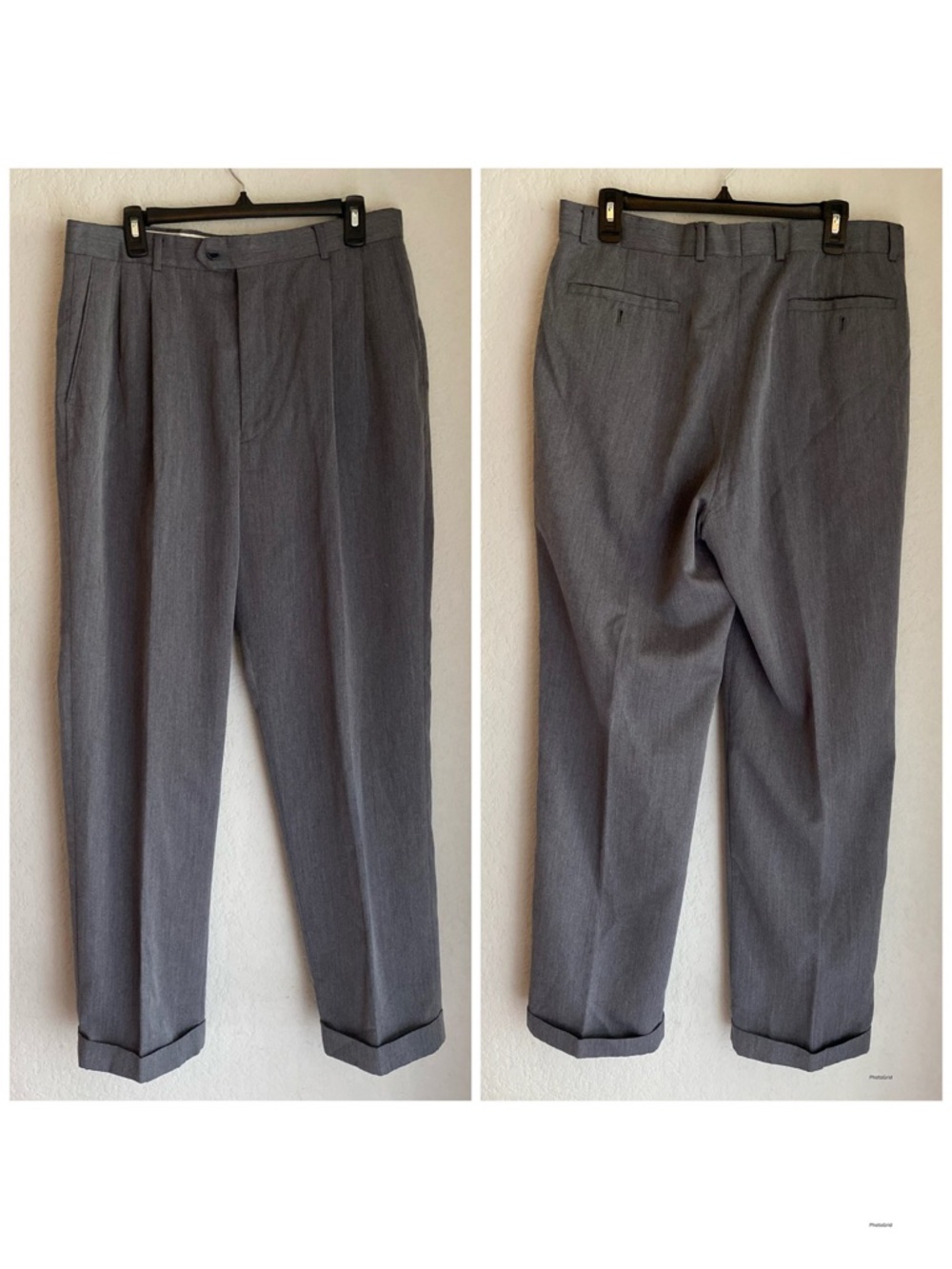 Men's Gray Pleated Dress Trousers - Classic Tailored Fit